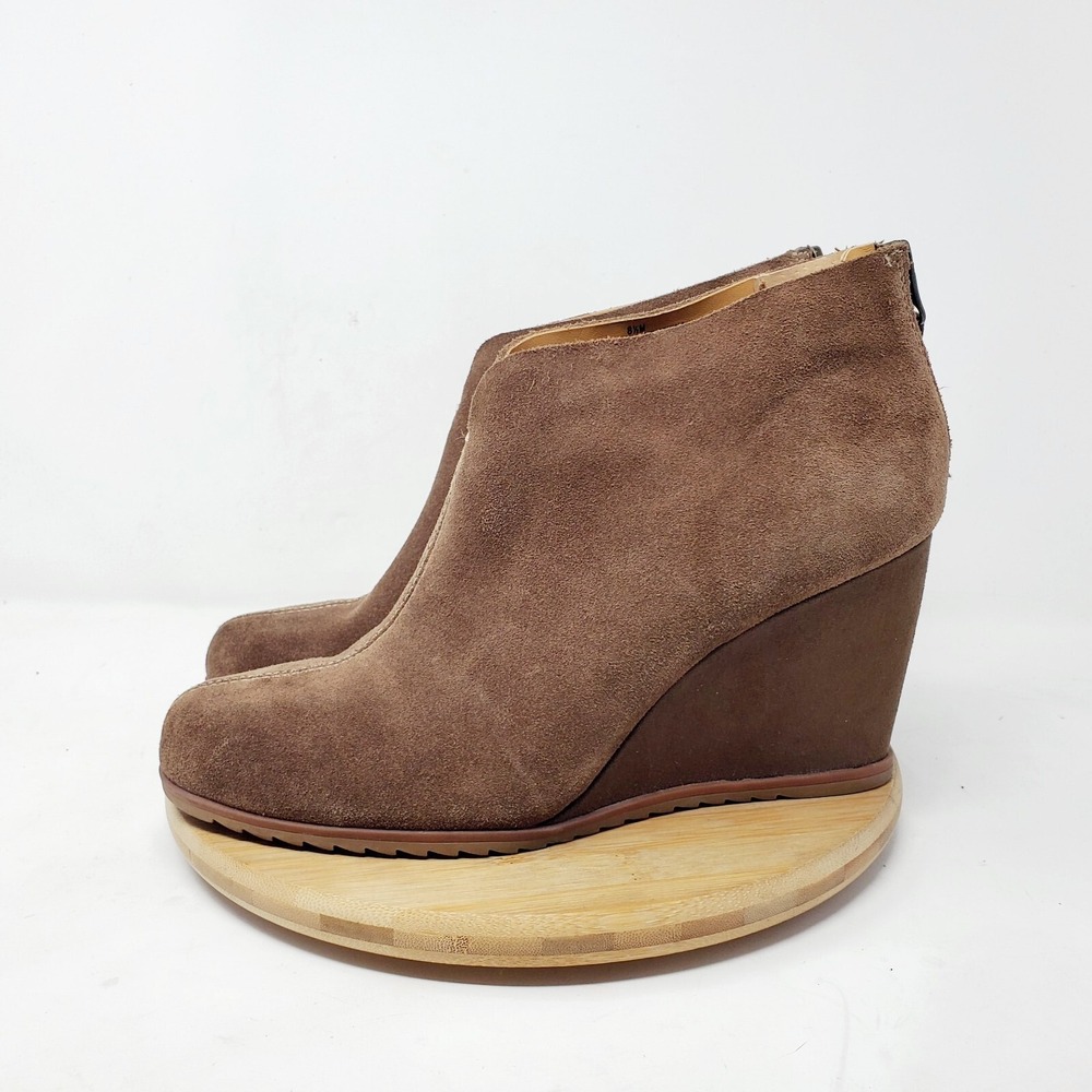 Kork Ease Boots Womens 8.5 Brown Suede Bootie Wedge Heel‎ Ankle Haldor Shoes